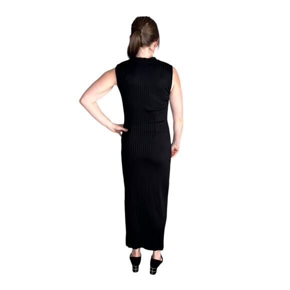 AYR Black Ribbed Knit The Weekender Tank Midi Dress Women's Size Small Summer - Picture 3 of 7